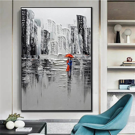 Large City Street View Pedestrian Picture On Canvas