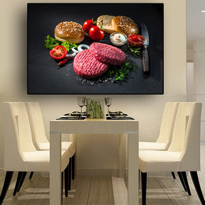 Meat and Vegetable Kitchen Canvas Painting Cuadros Scandinavian Posters and Prints