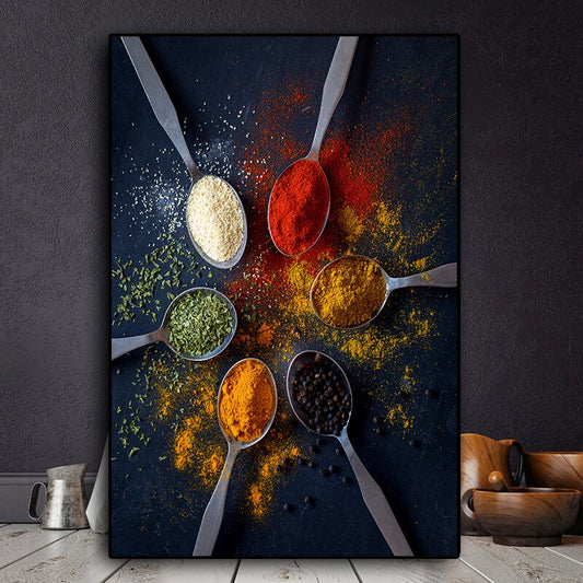 Grains Spices Spoon Peppers Kitchen Canvas Painting Posters and Prints Cuadros Scandinavian