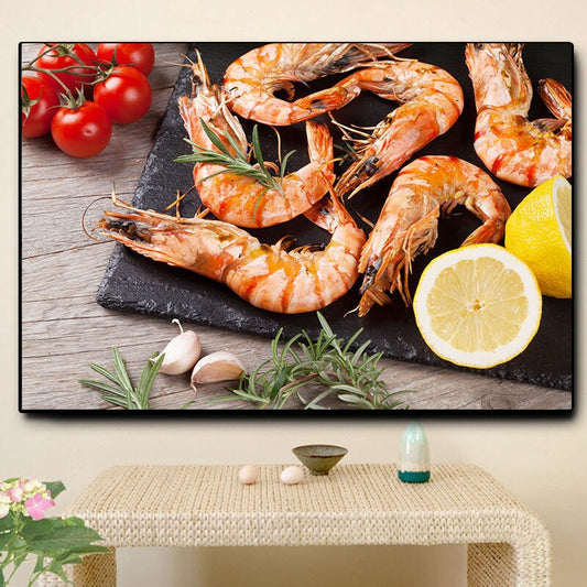 Seafood Grains Spices Vegetables Kitchen Cooking Canvas Painting Posters and Prints Cuadro