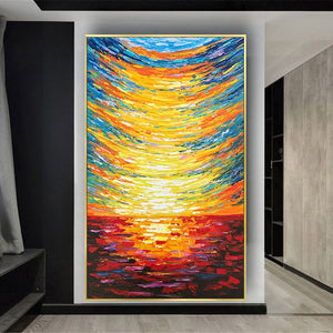 Modern Interior Wall Decor Picture Seaside Sunrise Mural Handmade